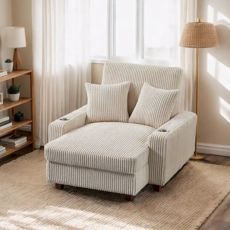 Chaise longue rembourrée avec dossier réglable