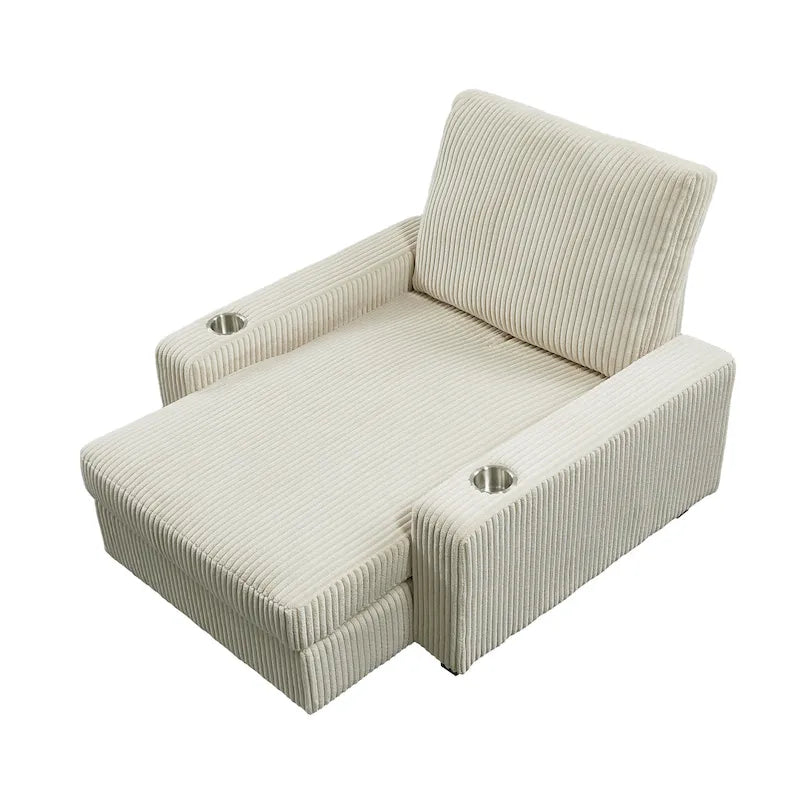 Chaise longue rembourrée avec dossier réglable