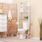 Étagère de rangement à 3 niveaux au-dessus des toilettes pour salle de bain avec cadre métallique et crochets