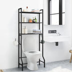 Étagère de rangement à 3 niveaux au-dessus des toilettes pour salle de bain avec cadre métallique et crochets