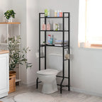 Étagère de rangement à 3 niveaux au-dessus des toilettes pour salle de bain avec cadre métallique et crochets