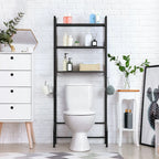 Étagère de rangement à 3 niveaux au-dessus des toilettes pour salle de bain avec cadre métallique et crochets
