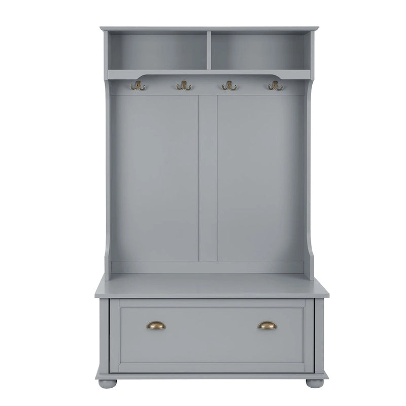 Banc de vestiaire d'entrée style côtier avec étagères et armoires à chaussures