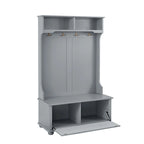 Banc de vestiaire d'entrée style côtier avec étagères et armoires à chaussures