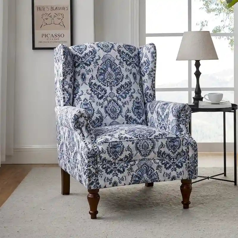 Fauteuil traditionnel à oreilles Gott avec pieds en bois massif par