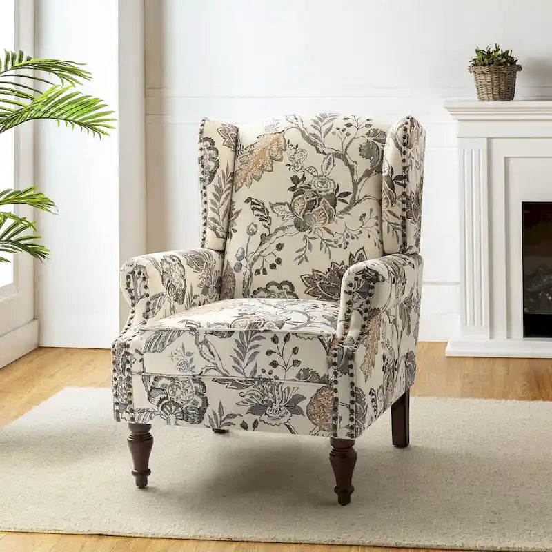 Fauteuil traditionnel à oreilles Gott avec pieds en bois massif par