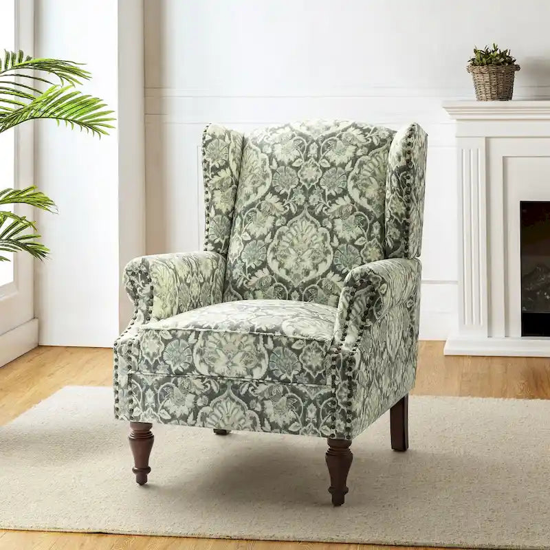 Fauteuil traditionnel à oreilles Gott avec pieds en bois massif par