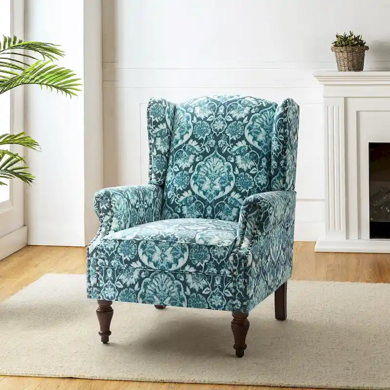 Fauteuil traditionnel à oreilles Gott avec pieds en bois massif par