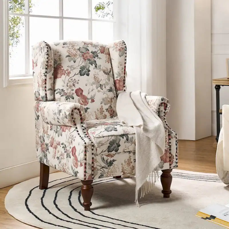 Fauteuil traditionnel à oreilles Gott avec pieds en bois massif par