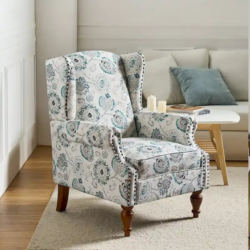 Fauteuil traditionnel à oreilles Gott avec pieds en bois massif par