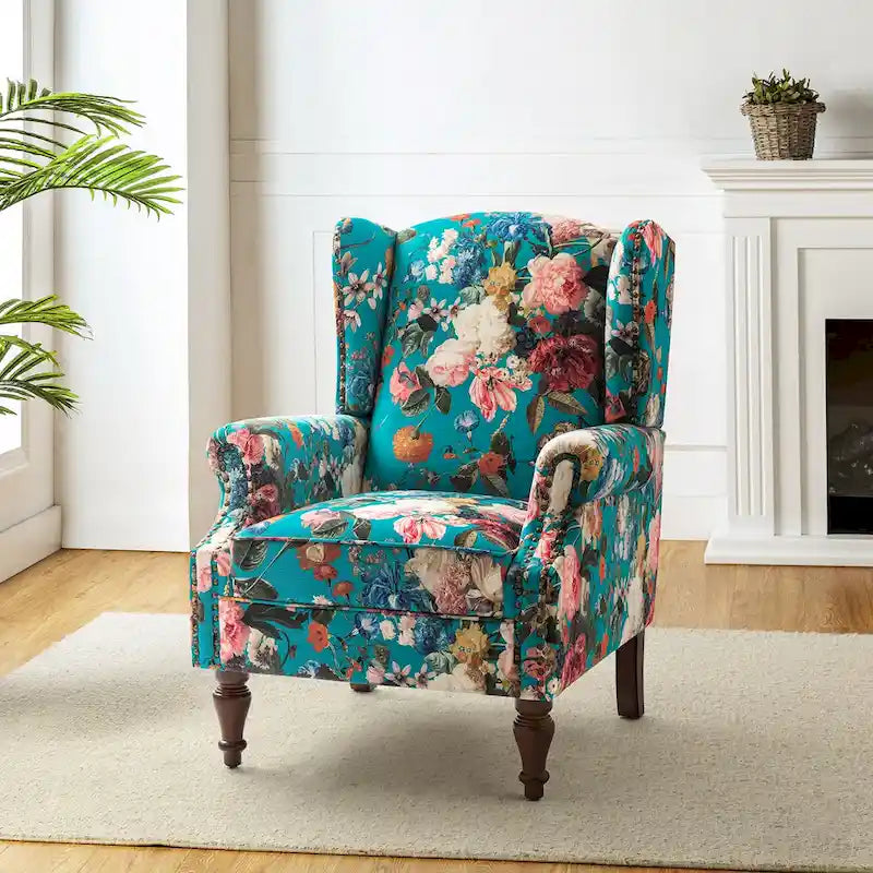 Fauteuil traditionnel à oreilles Gott avec pieds en bois massif par