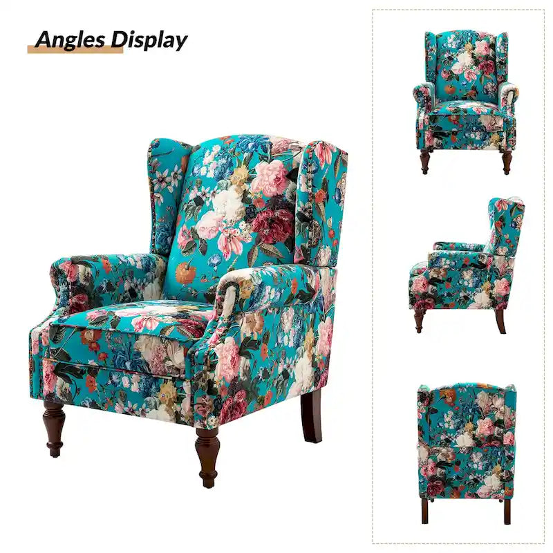 Fauteuil traditionnel à oreilles Gott avec pieds en bois massif par