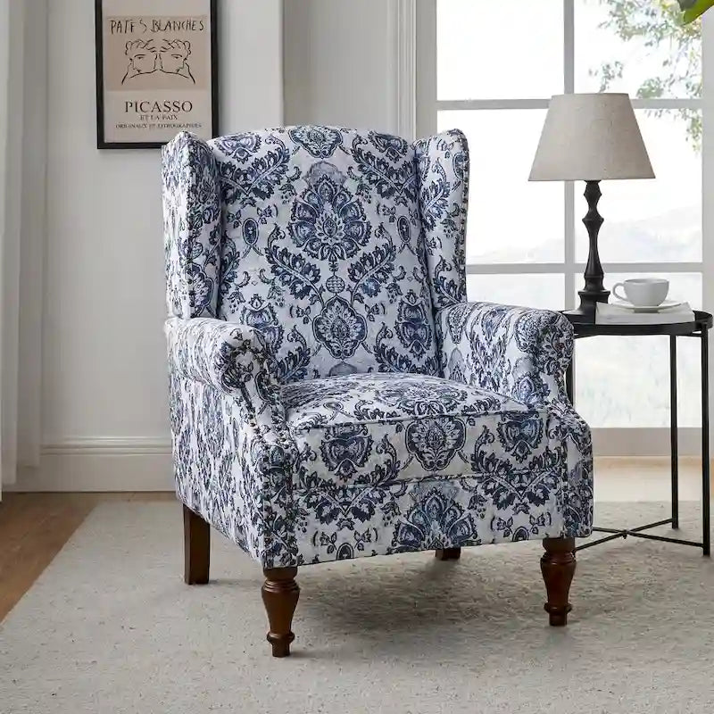 Fauteuil traditionnel à oreilles Gott avec pieds en bois massif par