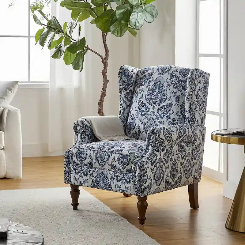 Fauteuil traditionnel à oreilles Gott avec pieds en bois massif par