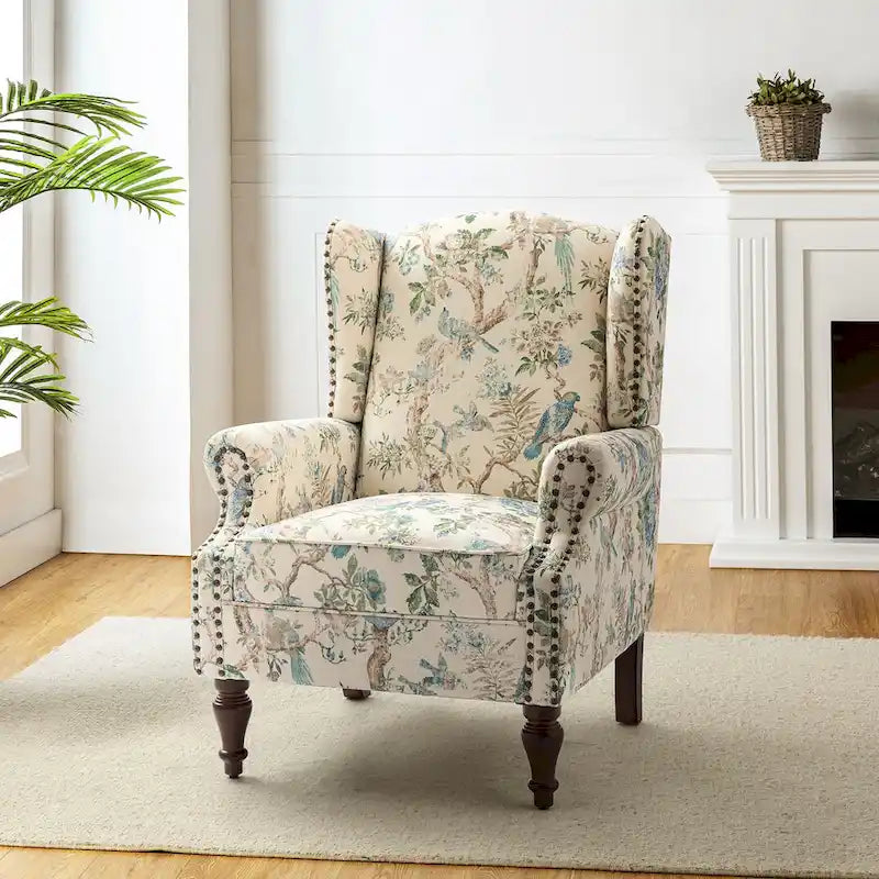 Fauteuil traditionnel à oreilles Gott avec pieds en bois massif par