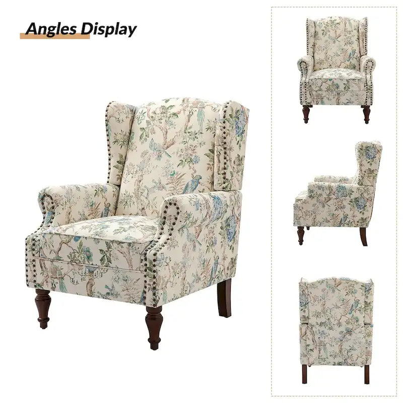 Fauteuil traditionnel à oreilles Gott avec pieds en bois massif par