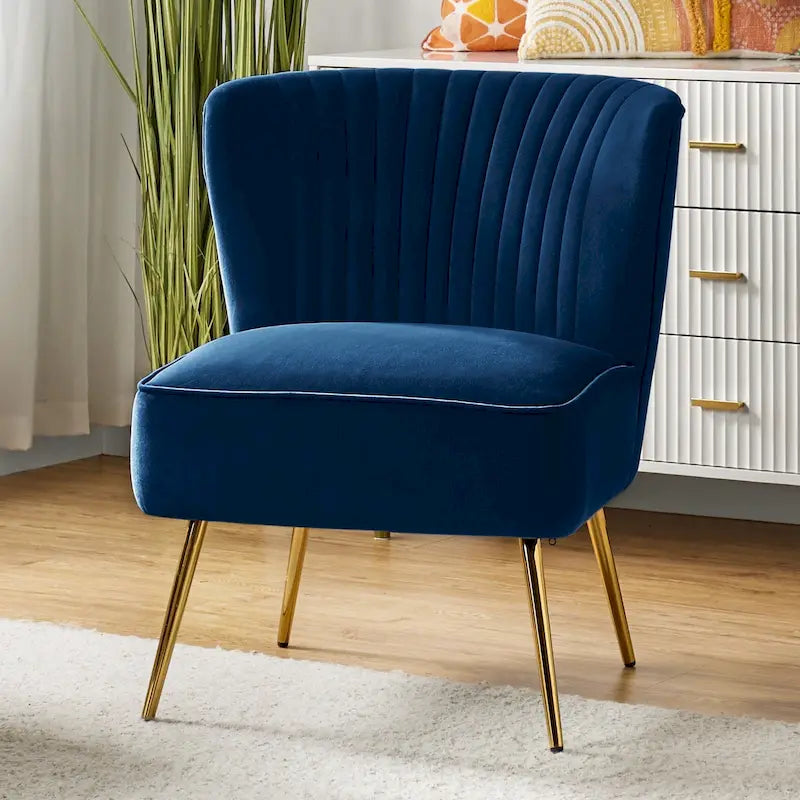 Monica, fauteuil d'appoint moderne capitonné 22W avec pieds dorés par