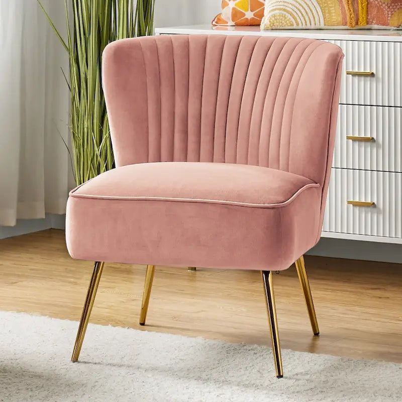 Monica, fauteuil d'appoint moderne capitonné 22W avec pieds dorés par