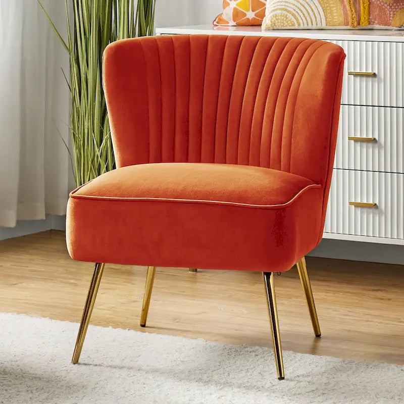 Monica, fauteuil d'appoint moderne capitonné 22W avec pieds dorés par