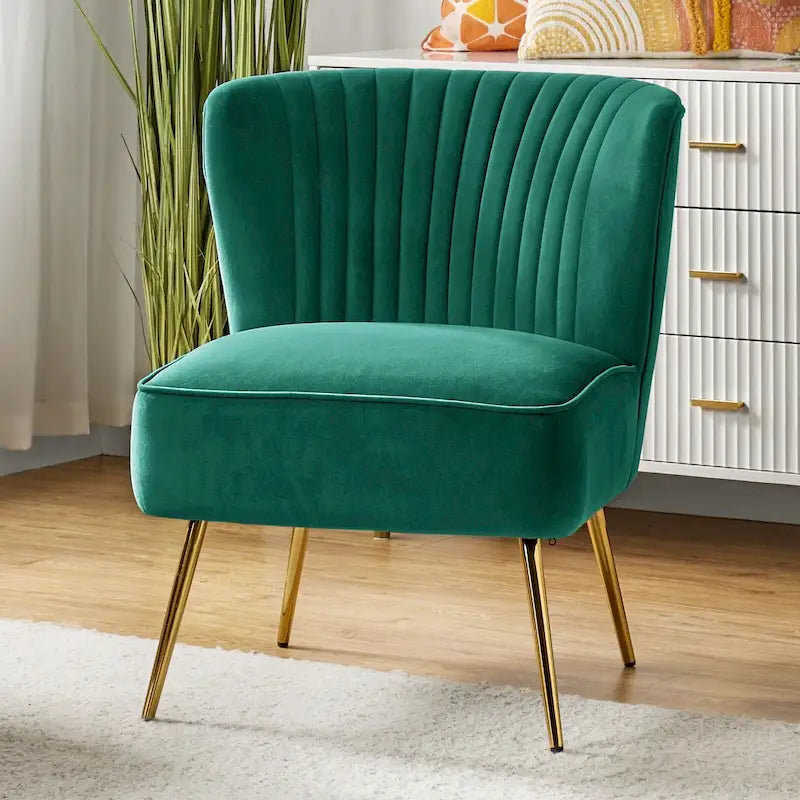Monica, fauteuil d'appoint moderne capitonné 22W avec pieds dorés par
