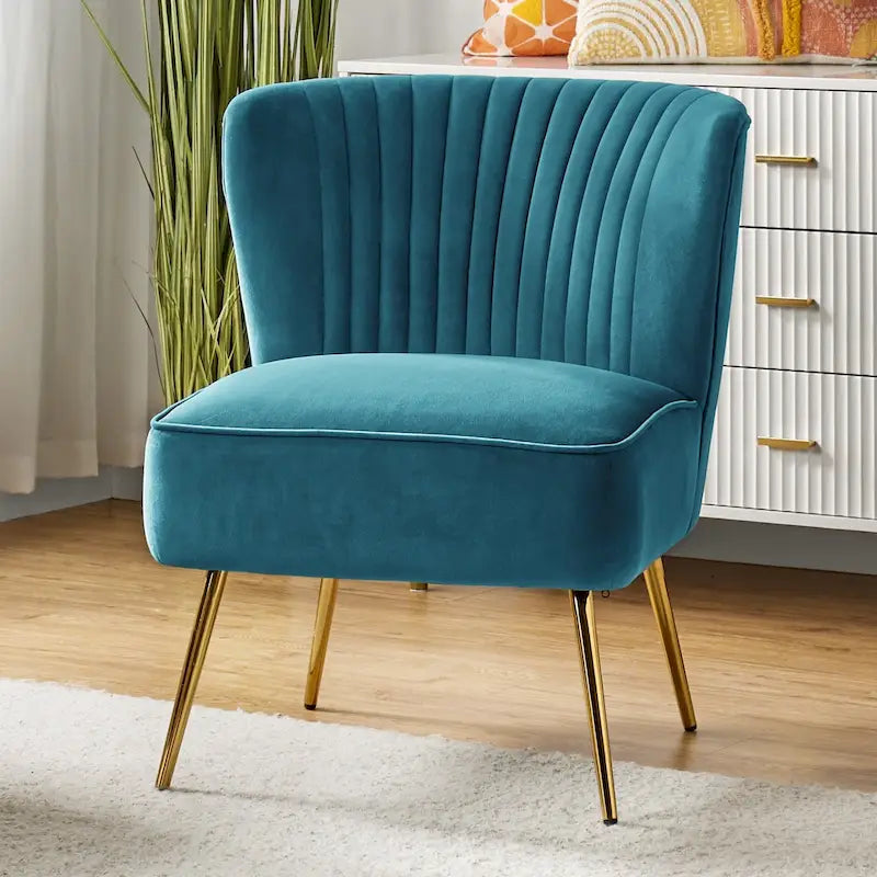 Monica, fauteuil d'appoint moderne capitonné 22W avec pieds dorés par