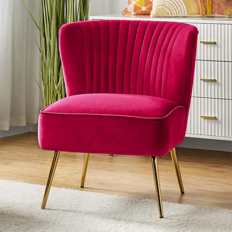 Monica, fauteuil d'appoint moderne capitonné 22W avec pieds dorés par