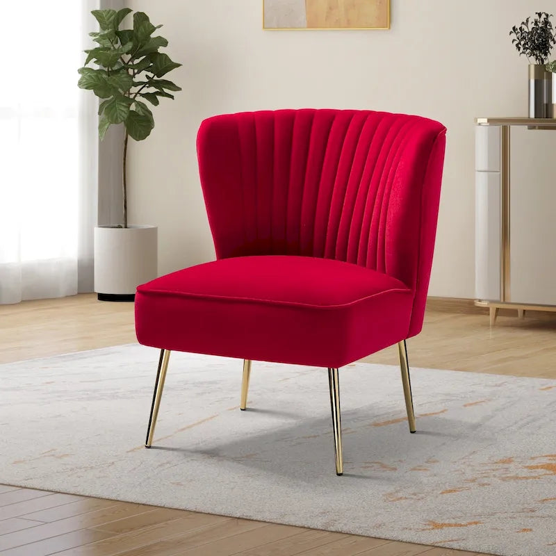 Monica, fauteuil d'appoint moderne capitonné 22W avec pieds dorés par