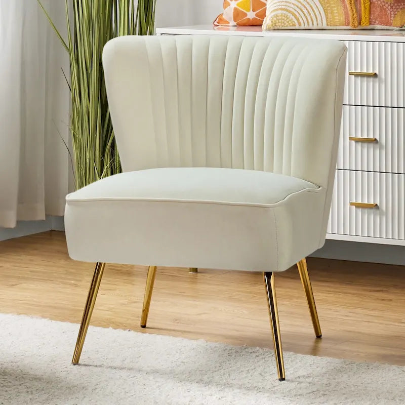 Monica, fauteuil d'appoint moderne capitonné 22W avec pieds dorés par