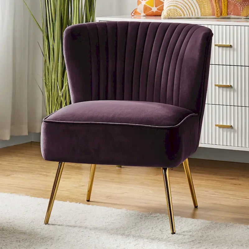Monica, fauteuil d'appoint moderne capitonné 22W avec pieds dorés par