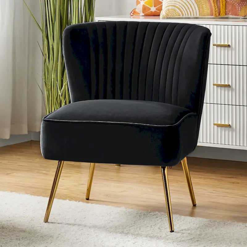 Monica, fauteuil d'appoint moderne capitonné 22W avec pieds dorés par