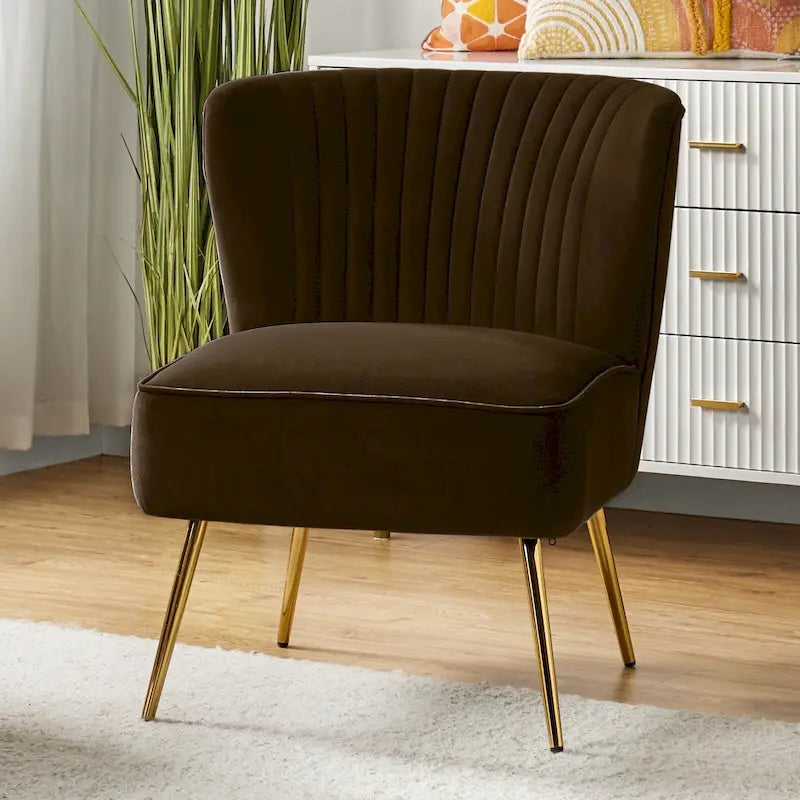Monica, fauteuil d'appoint moderne capitonné 22W avec pieds dorés par