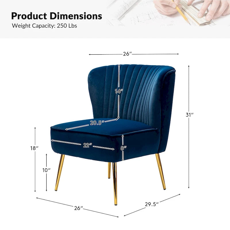Monica, fauteuil d'appoint moderne capitonné 22W avec pieds dorés par