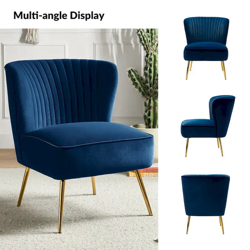 Monica, fauteuil d'appoint moderne capitonné 22W avec pieds dorés par