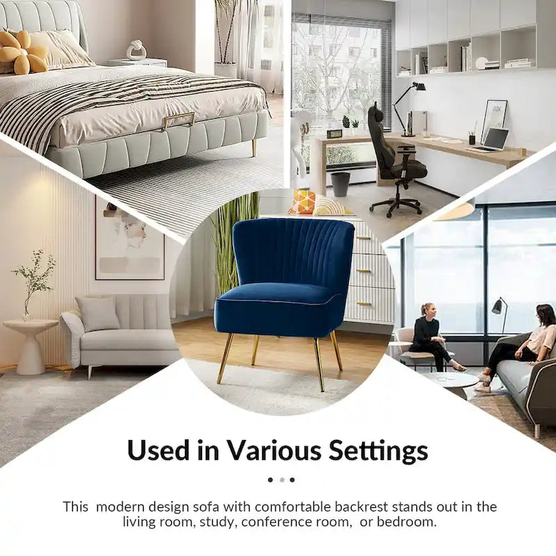 Monica, fauteuil d'appoint moderne capitonné 22W avec pieds dorés par