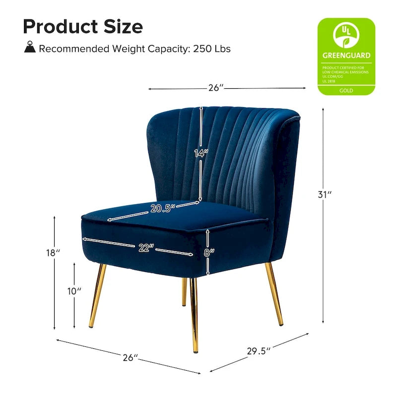 Monica, fauteuil d'appoint moderne capitonné 22W avec pieds dorés par