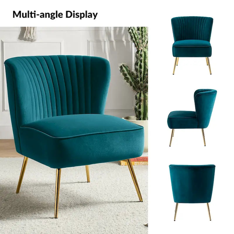 Monica, fauteuil d'appoint moderne capitonné 22W avec pieds dorés par