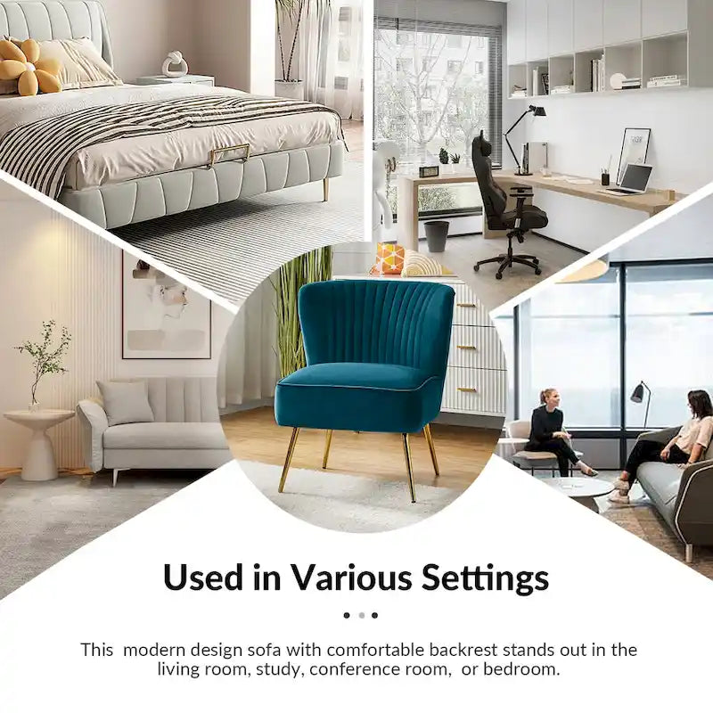 Monica, fauteuil d'appoint moderne capitonné 22W avec pieds dorés par