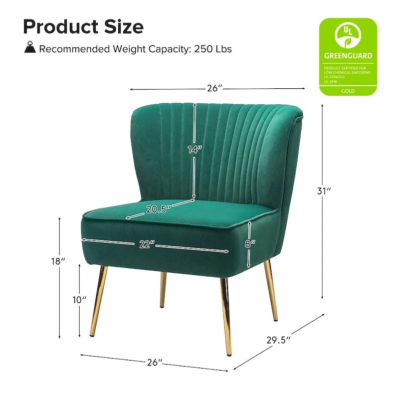 Monica, fauteuil d'appoint moderne capitonné 22W avec pieds dorés par