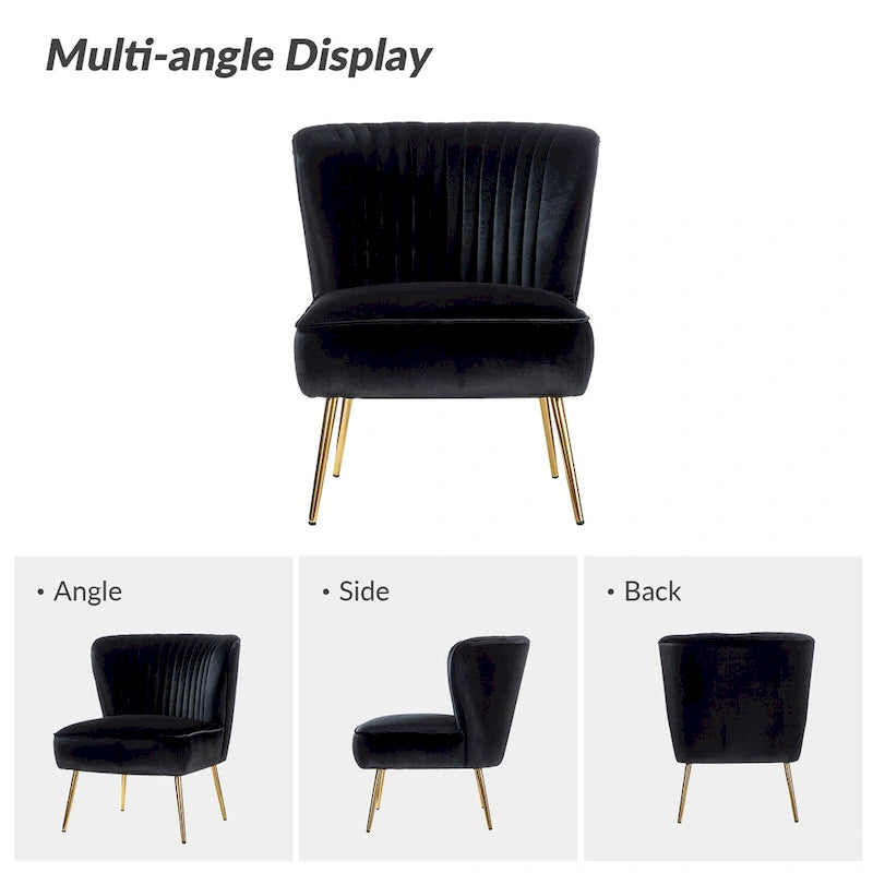 Monica, fauteuil d'appoint moderne capitonné 22W avec pieds dorés par