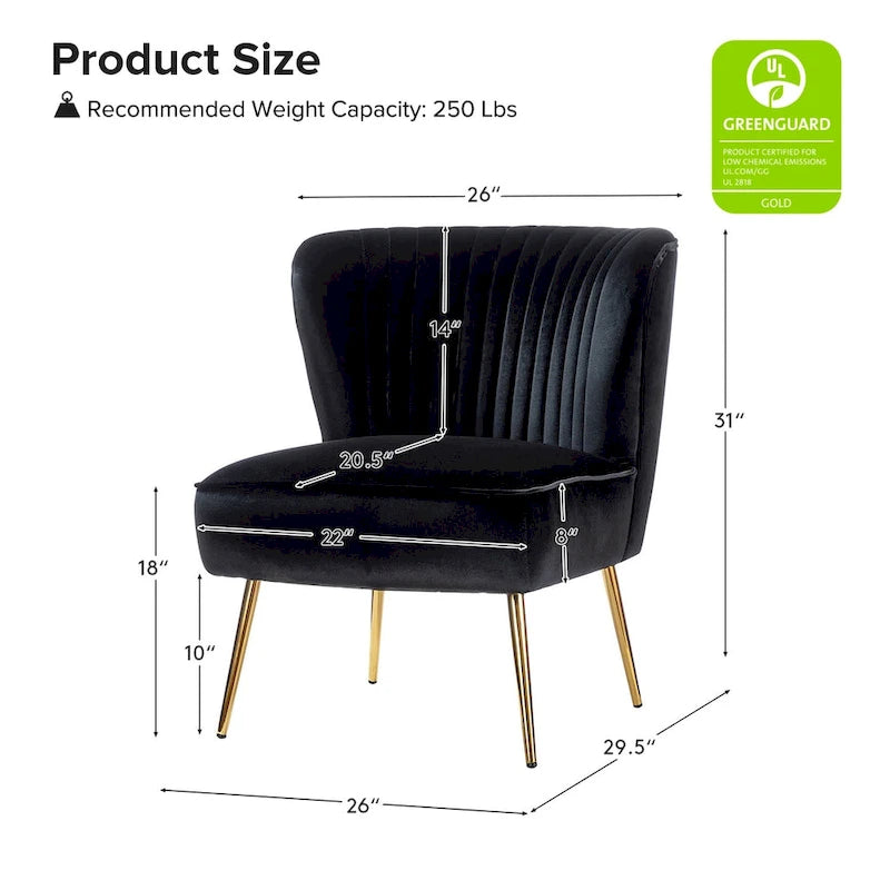 Monica, fauteuil d'appoint moderne capitonné 22W avec pieds dorés par