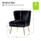Monica, fauteuil d'appoint moderne capitonné 22W avec pieds dorés par