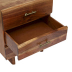 Terrell Handcrafted Boho Acacia Wood 3 Drawer Nightstand (Set of 2) by 