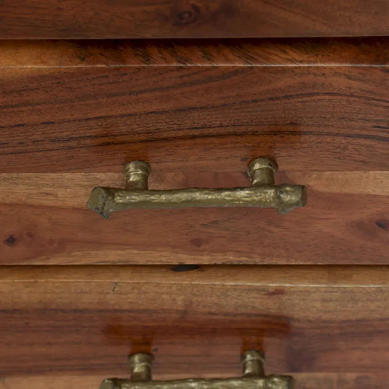 Table de chevet Terrell bohème fabriquée à la main en bois d'acacia avec 3 tiroirs (lot de 2) par