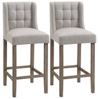 HOMCOM Lot de 2 tabourets de bar modernes, capitonnés, avec dossier, pieds en bois de caoutchouc, pour cuisine, salle à manger