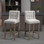 HOMCOM Lot de 2 tabourets de bar modernes, capitonnés, avec dossier, pieds en bois de caoutchouc, pour cuisine, salle à manger