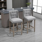 HOMCOM Lot de 2 tabourets de bar modernes, capitonnés, avec dossier, pieds en bois de caoutchouc, pour cuisine, salle à manger