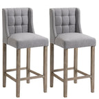 HOMCOM Lot de 2 tabourets de bar modernes, capitonnés, avec dossier, pieds en bois de caoutchouc, pour cuisine, salle à manger