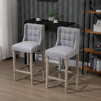 HOMCOM Lot de 2 tabourets de bar modernes, capitonnés, avec dossier, pieds en bois de caoutchouc, pour cuisine, salle à manger