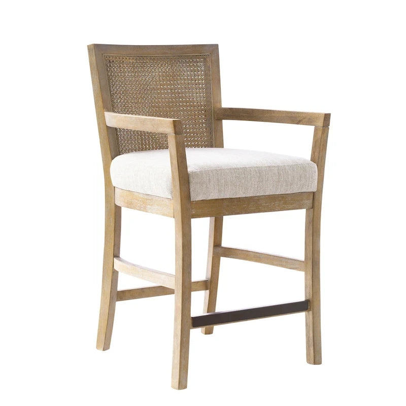 Tabouret de comptoir Madison Park Blaine crème/rotin naturel recyclé