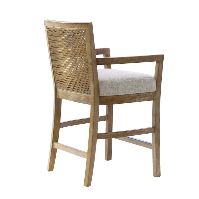 Tabouret de comptoir Madison Park Blaine crème/rotin naturel recyclé